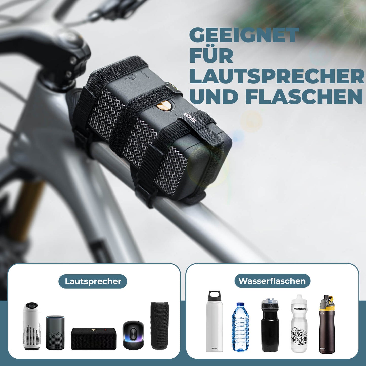 Flaschenhalter Fahrrad Lautsprecherhalterung Verstellbarer Riemen ROCKBROS