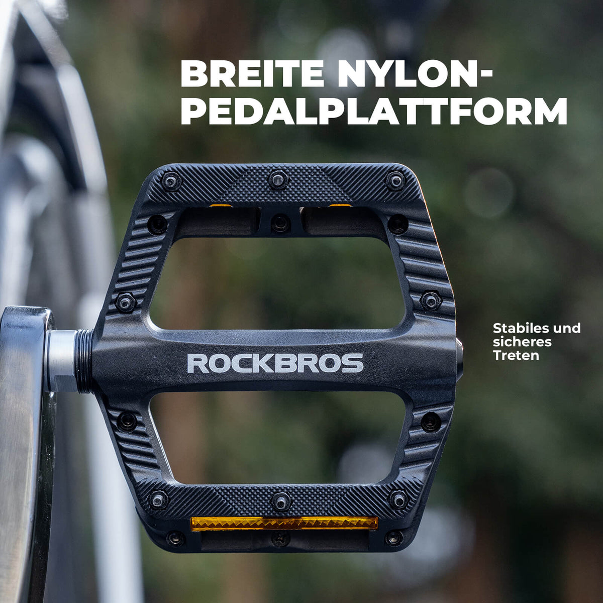 ROCKBROS Flat Fahrradpedale Rutschfest mit Reflektorstreifen