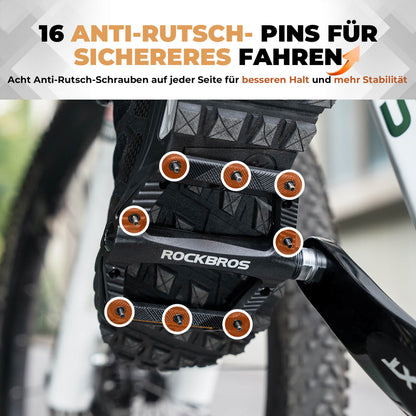 ROCKBROS Flat Fahrradpedale Rutschfest mit Reflektorstreifen