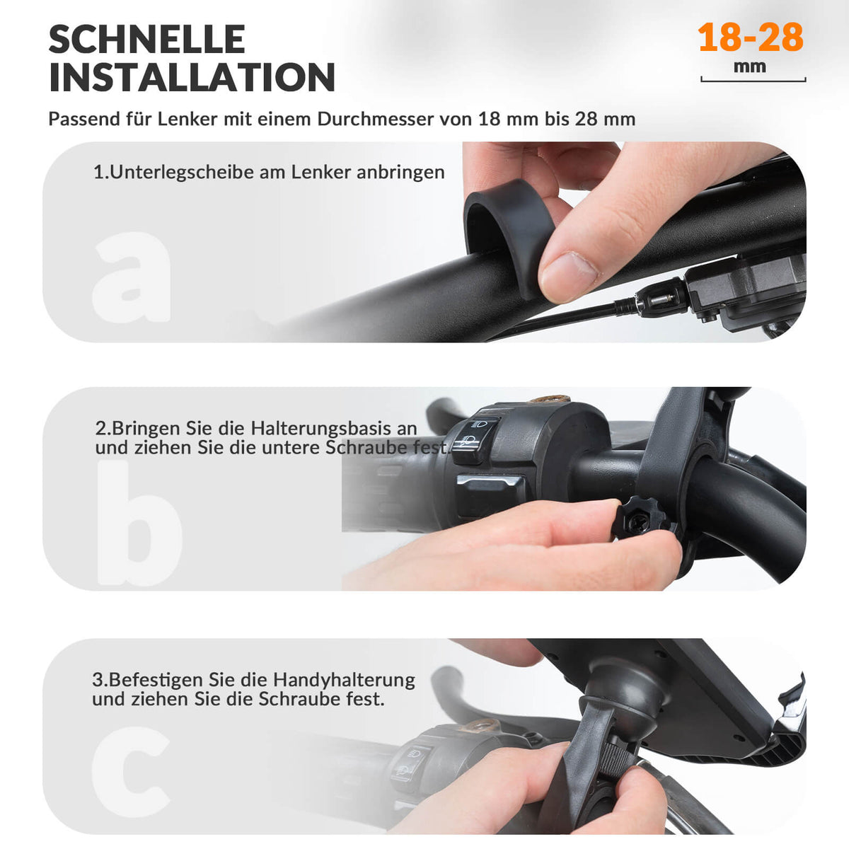 ROCKBROS Handyhalterung Fahrrad Handyhalter Motorrad 360° Drehbar für 4,7-7,0 Zoll