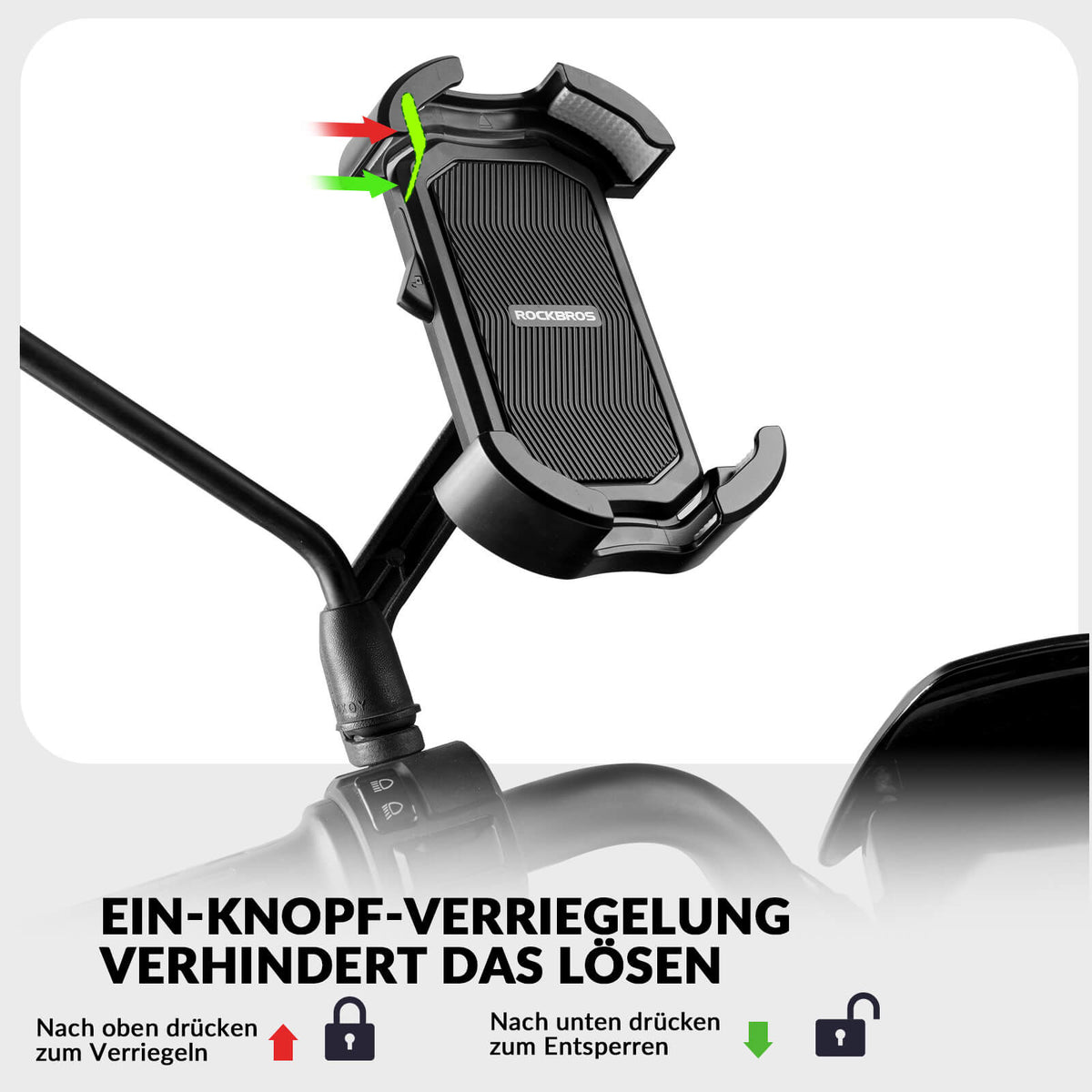 ROCKBROS Handyhalterung Fahrrad Handyhalter Motorrad 360° Drehbar für 4,7-7,0 Zoll