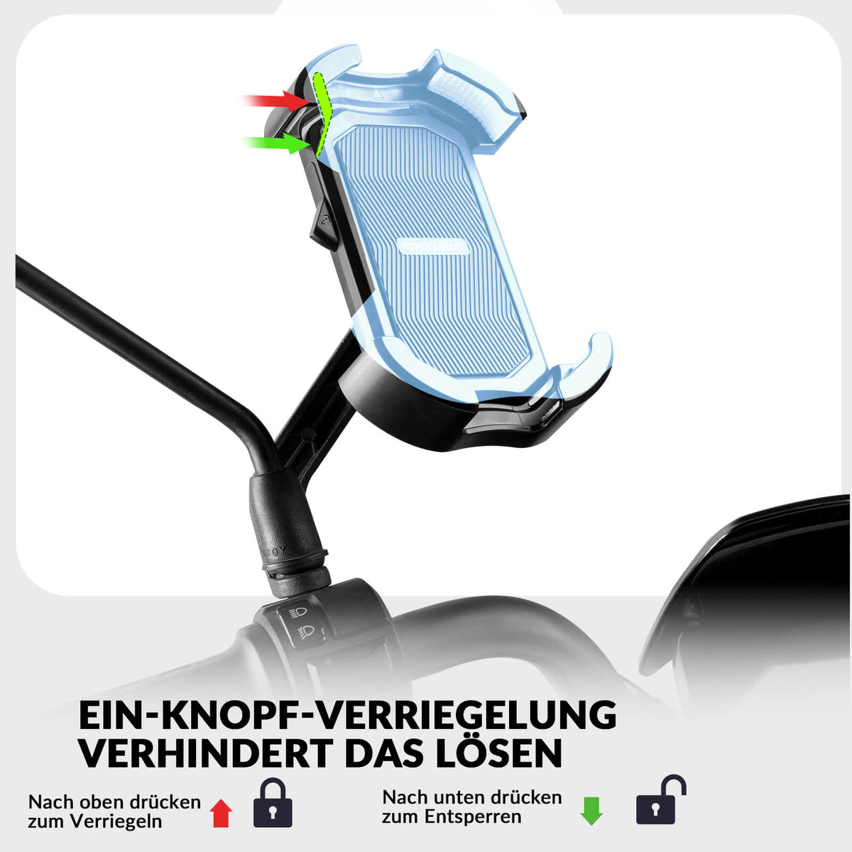 ROCKBROS Handyhalterung Fahrrad Handyhalter Motorrad 360° Drehbar für 4,7-7,0 Zoll