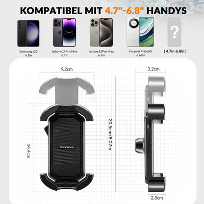 ROCKBROS Handyhalterung Fahrrad Handyhalter Motorrad 360° Drehbar für 4,7-7,0 Zoll