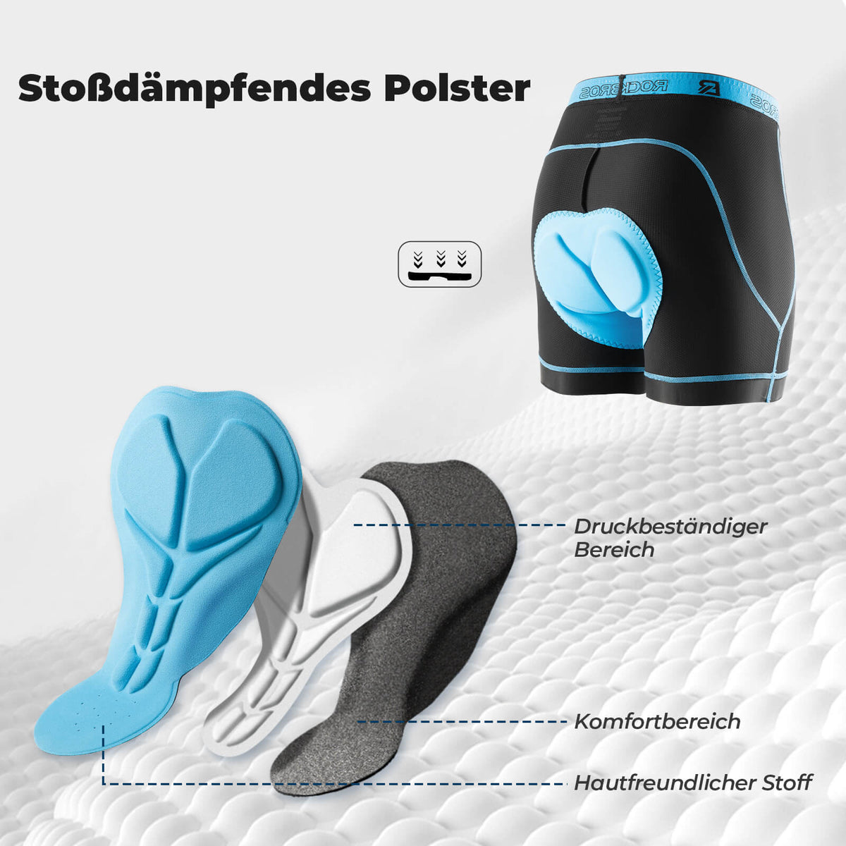 ROCKBROS Herren Radunterhose mit 4D Sitzpolster Radlerhose Atmungsaktiv