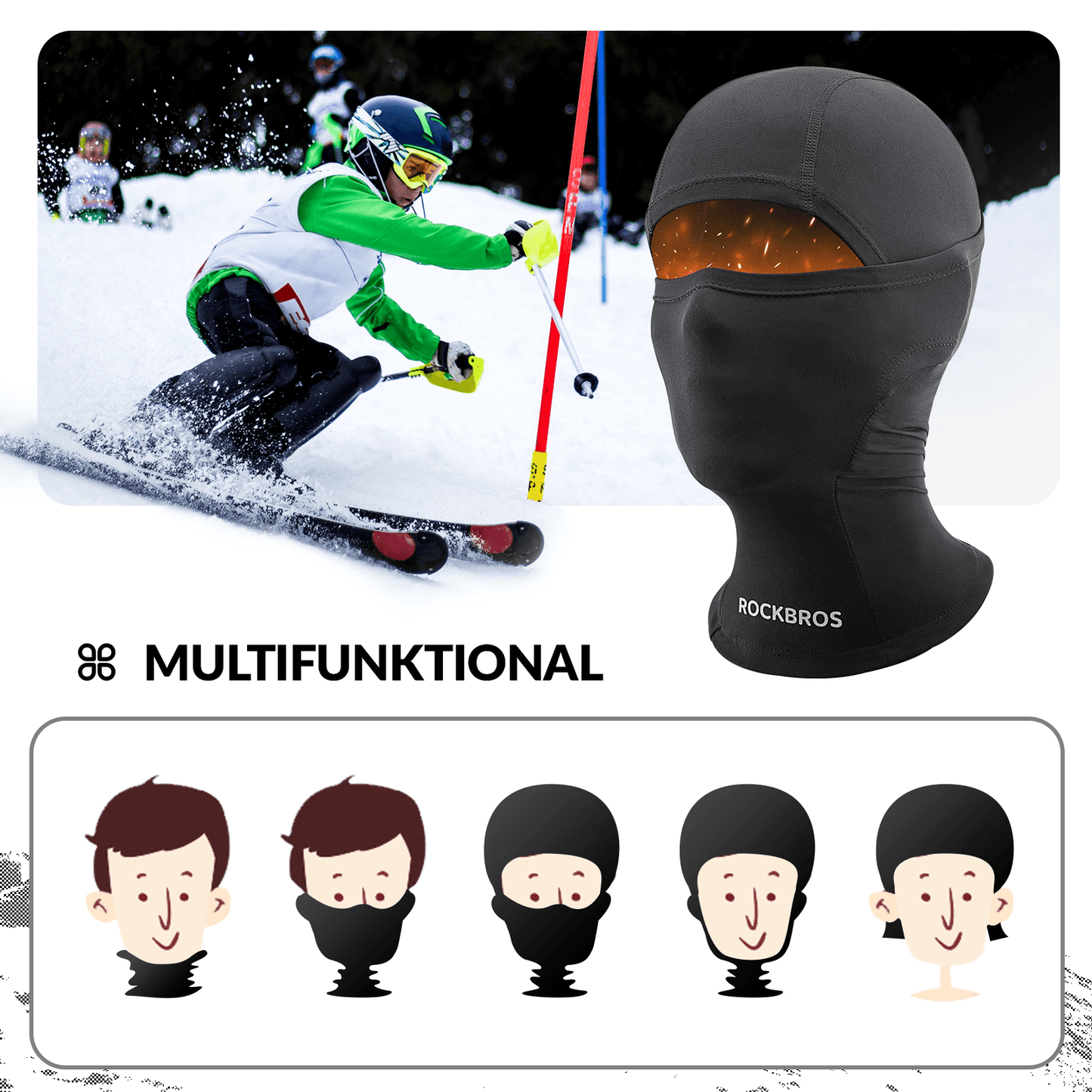 Kinder Winter Sturmhaube Balaclava Gesichtsmaske für Mädchen/Jungen ROCKBROS