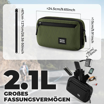 ROCKBROS Lenkertasche Fahrradtasche mit Schultergurt 2,1L