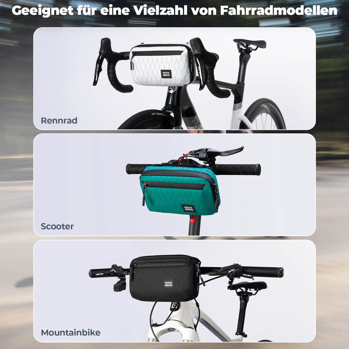 ROCKBROS Lenkertasche Fahrradtasche mit Schultergurt 2,1L