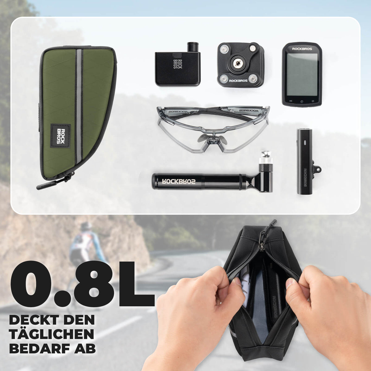 ROCKBROS Oberrohrtasche 0,8L Leicht für Klapprad Falträder