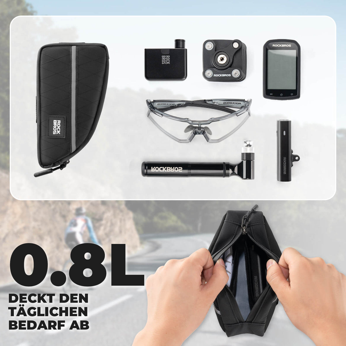 ROCKBROS Oberrohrtasche 0,8L Leicht für Klapprad Falträder