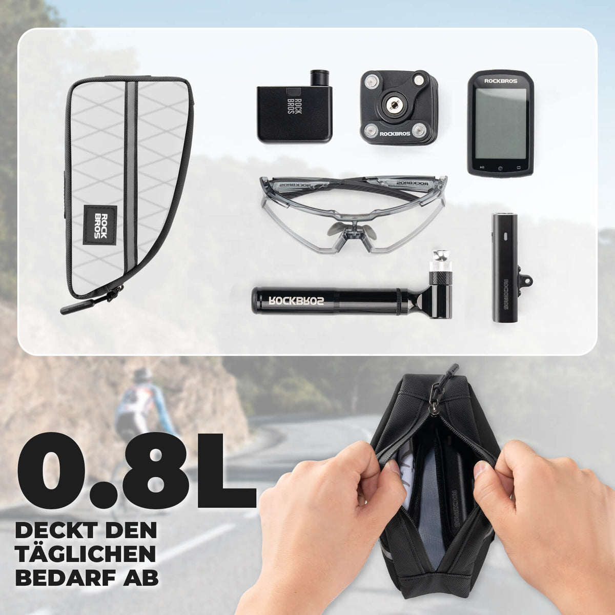 ROCKBROS Oberrohrtasche 0,8L Leicht für Klapprad Falträder