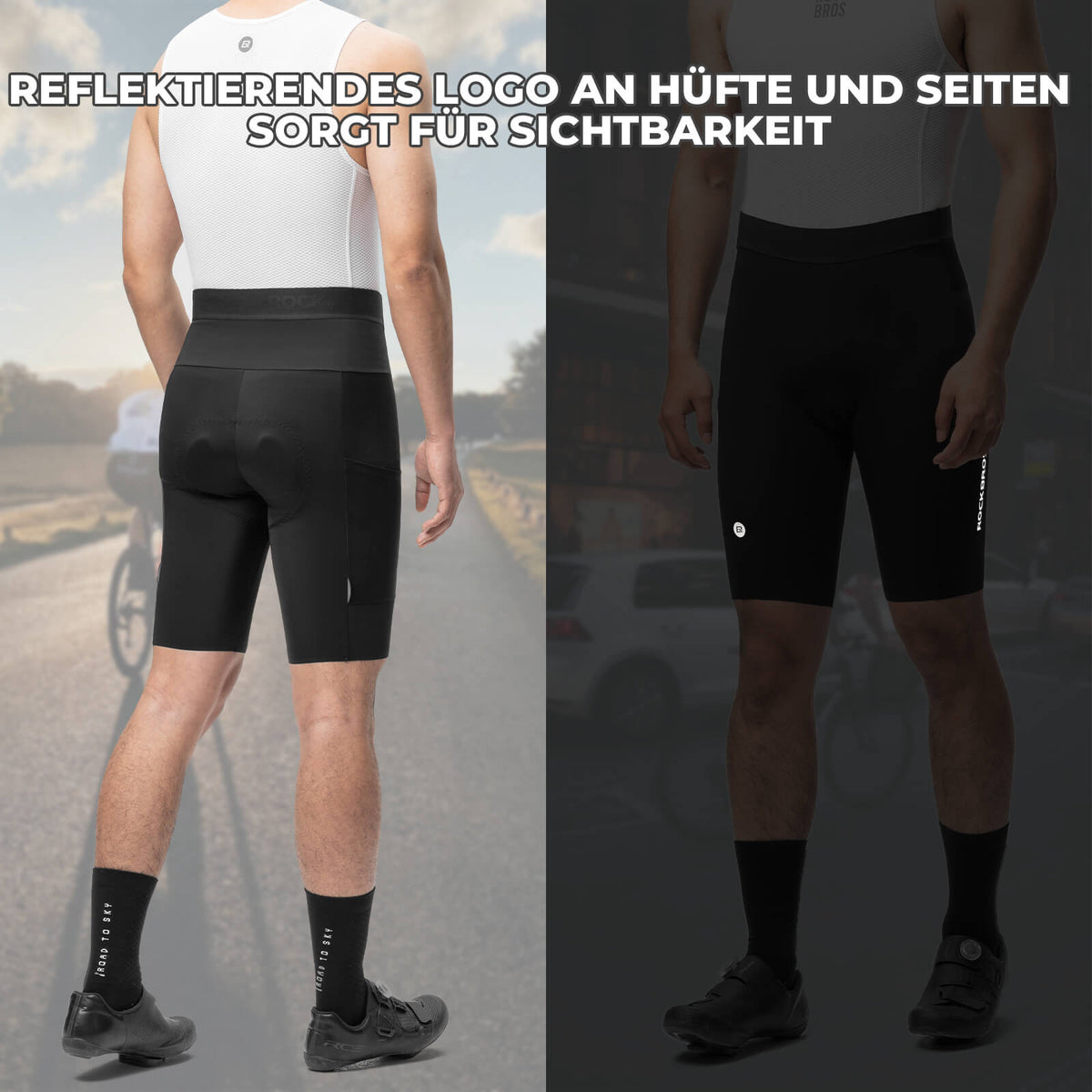 ROCKBROS Schnelltrocknende Kurz Fahrradhose Gepolstert Herren Sommer