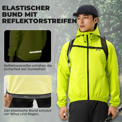 ROCKBROS Neon Gelb Jacke Regenjacke Leicht Wasserdicht 0-15° Herren/Damen