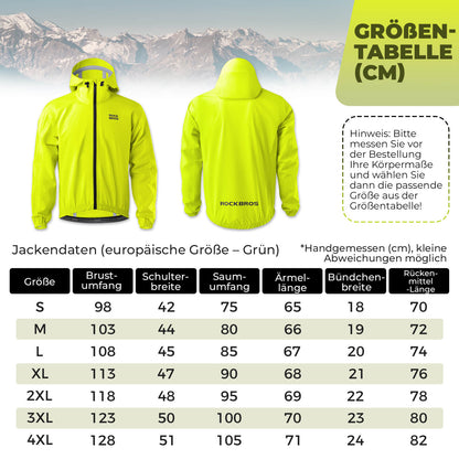 ROCKBROS Neon Gelb Jacke Regenjacke Leicht Wasserdicht 0-15° Herren/Damen