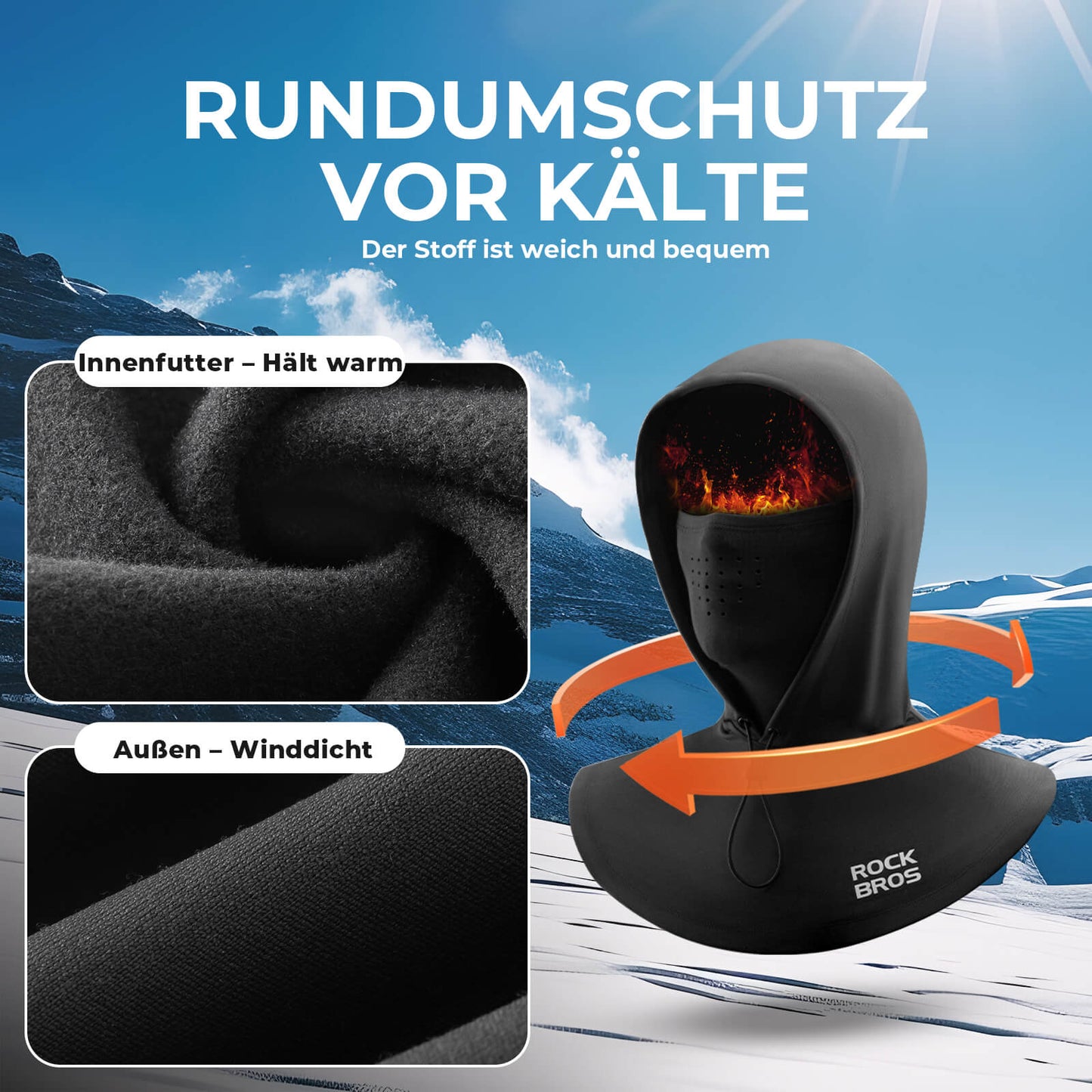 Winter Sturmhaube Gesichtsmaske Warm Winddicht Balaclava Herren Damen ROCKBROS