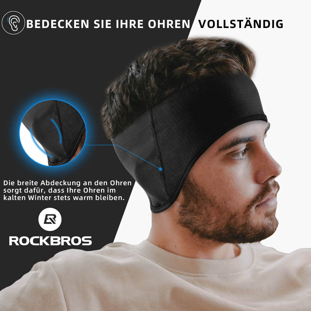 Winter Thermo Radfahren Ohrwärmer Stirnbänder für Männer Frauen ROCKBROS