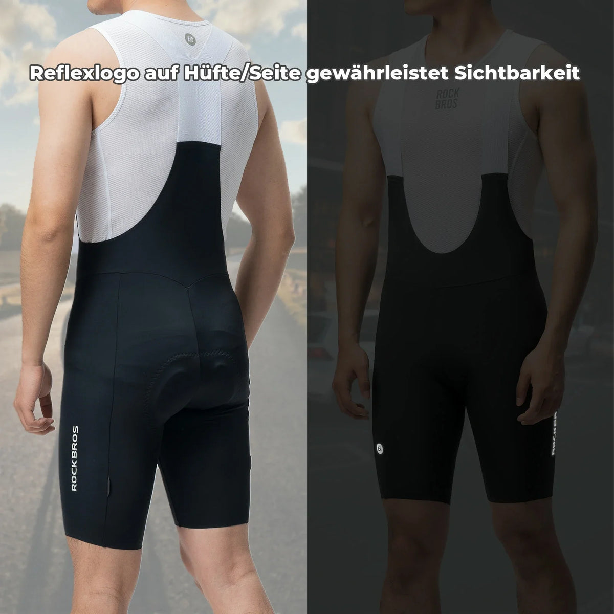 ROCKBROS Radlerhose Herren Gepolstert, Fahrradhose Kurz, Bib Shorts mit Träger, Radsport Trägerhosen