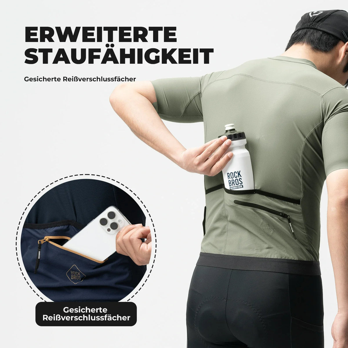 ROCKBROS Radtrikot Kurzarm Herren, Atmungsaktives schnelltrocknendes Rennrad Trikot