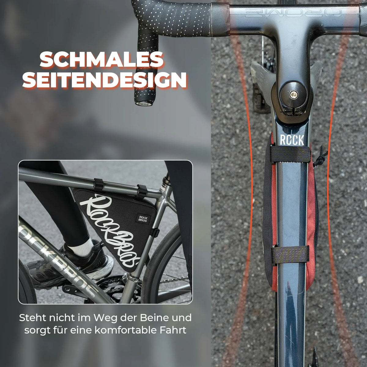 ROCKBROS Rahmentasche Fahrrad Dreieckstasche  0.8L–1.4L