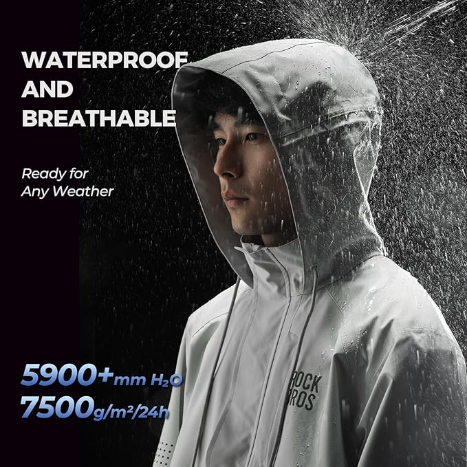 ROCKBROS Regenjacke Wasserdichte Atmungsaktiv Regenponcho Regenmantel Windjacke
