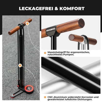 ROCKBROS Stand Fahrradpumpe 240PSI mit Manometer
