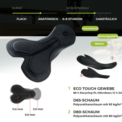 ROCKBROS Trägerhose Fahrradhose mit Sitzpolster Herren, Nahtlos Atmungsaktive