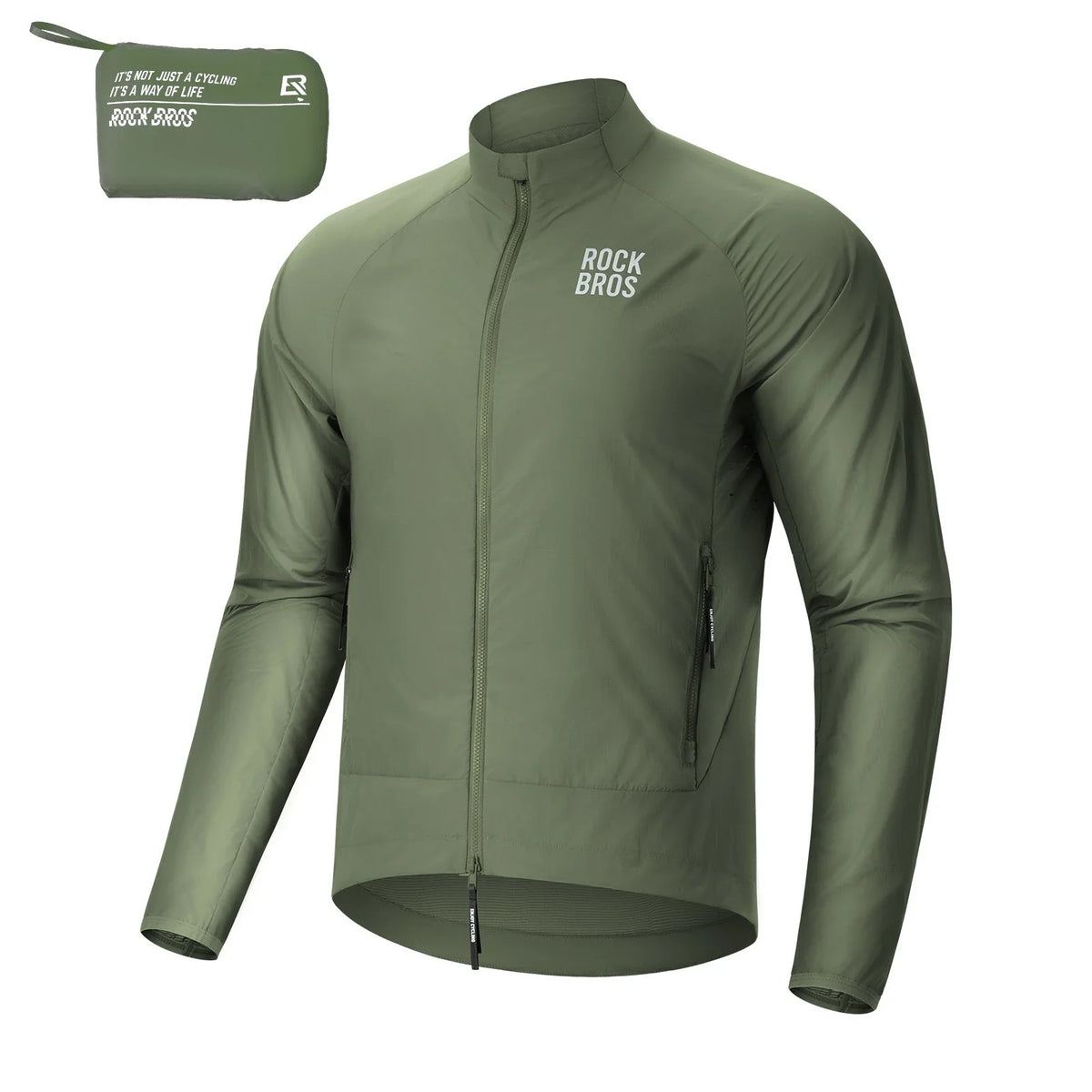 ROCKBROS Winddichte Fahrradjacke, Leichte Atmungsaktive Schnelltrocknende Windbreaker, Faltbare