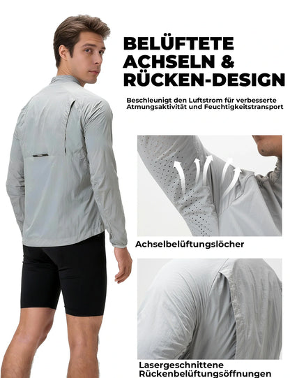 ROCKBROS Winddichte Fahrradjacke, Leichte Atmungsaktive Schnelltrocknende Windbreaker, Faltbare