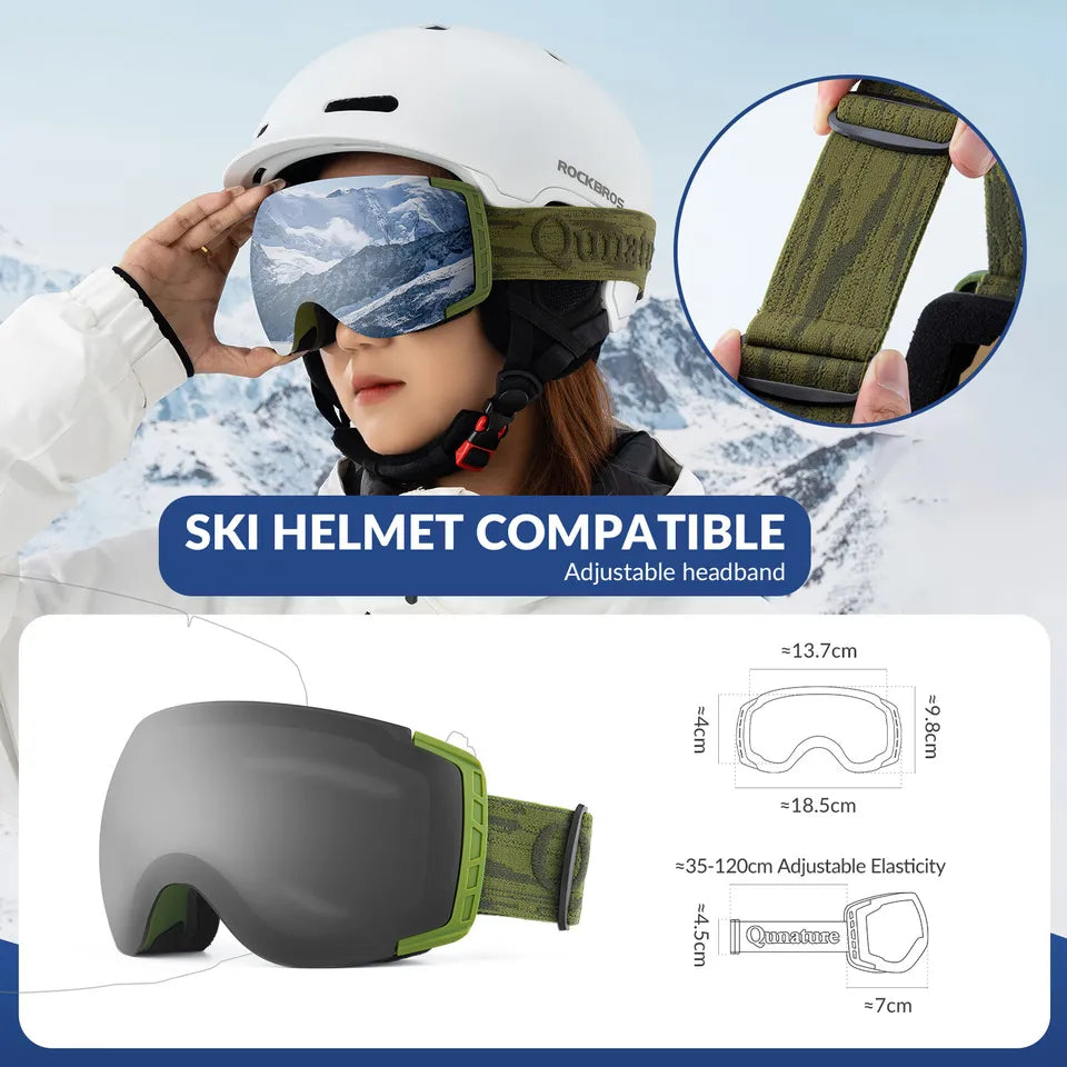 Qunature Skibrille Snowboardbrille Antibeschlag UV400 Damen/Herren für Brillenträger
