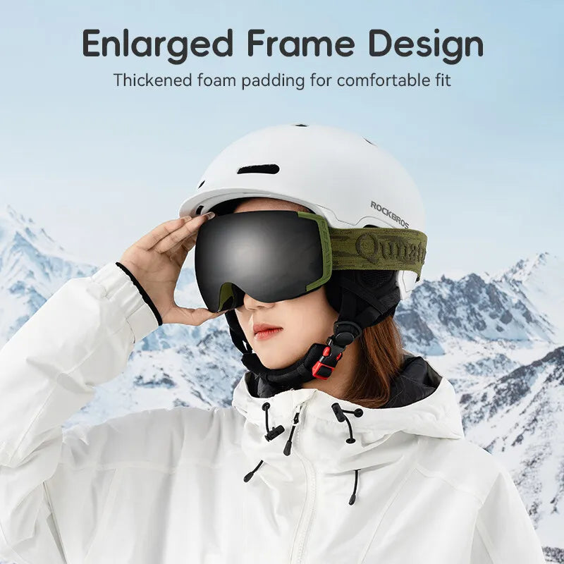 Qunature Skibrille Snowboardbrille Antibeschlag UV400 Damen/Herren für Brillenträger