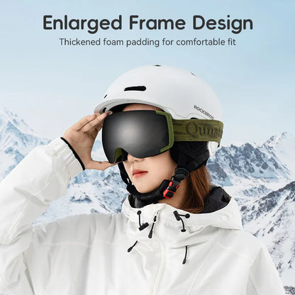 Qunature Skibrille Snowboardbrille Antibeschlag UV400 Damen/Herren für Brillenträger