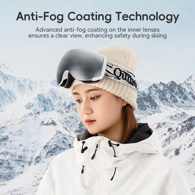 Qunature Skibrille Snowboardbrille Antibeschlag UV400 Damen/Herren für Brillenträger