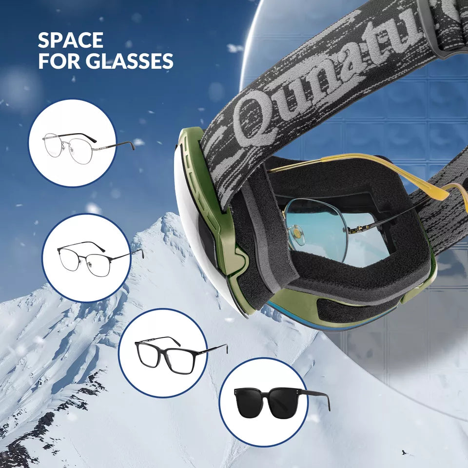 Qunature Skibrille Snowboardbrille Antibeschlag UV400 Damen/Herren für Brillenträger
