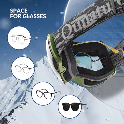 Qunature Skibrille Snowboardbrille Antibeschlag UV400 Damen/Herren für Brillenträger
