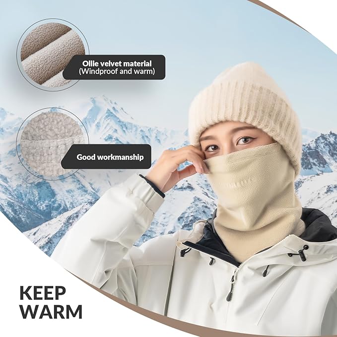 Qunature Winter Halsschlauch Halswärmer Ski Schlauchschal Fleece Dicktes Winddichtes Atmungsaktives Thermo Halstuch Damen & Herren für Outdoor-Sport Skifahren Laufen Radfahren Snowboarden