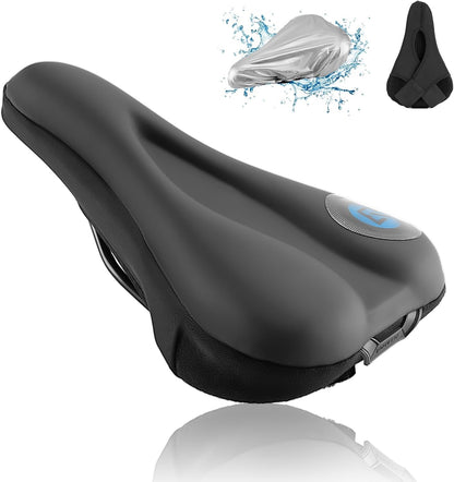 ROCKBROS Gel Sattelbezug Fahrrad Fahrradsattel Gelüberzug Gepolsterter Fahrradsitz mit wasserdichtem Sattelschutz für Männer und Frauen 28cm x 17,5cm Blau/Rot