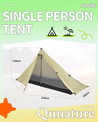 Qunature Trekkingzelt 1-Mann Zelt Ultraleicht Campingzelt Wasserdicht 230*180cm
