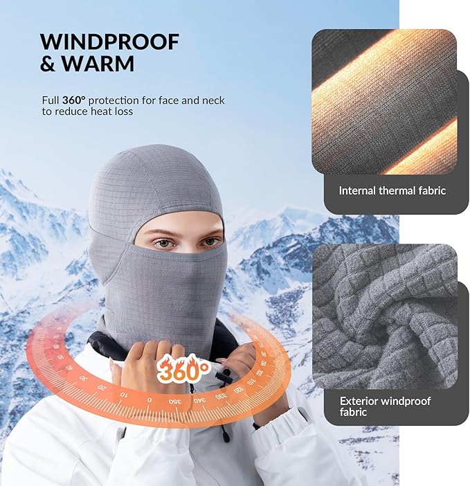 Qunature Sturmhaube Winter Skimaske Balaclava Ski Motorrad Gesichtsmaske Damen/Herren Warme Winddichte Atmungsaktive Sturmmaske für Outdoor Sports Skifahren Snowboarden Radfahren