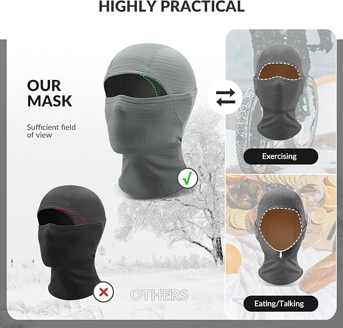 Qunature Sturmhaube Winter Skimaske Balaclava Ski Motorrad Gesichtsmaske Damen/Herren Warme Winddichte Atmungsaktive Sturmmaske für Outdoor Sports Skifahren Snowboarden Radfahren