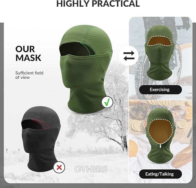 Qunature Sturmhaube Winter Skimaske Balaclava Ski Motorrad Gesichtsmaske Damen/Herren Warme Winddichte Atmungsaktive Sturmmaske für Outdoor Sports Skifahren Snowboarden Radfahren