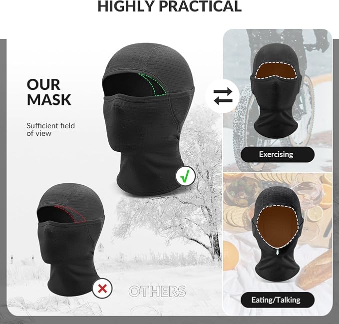 Qunature Sturmhaube Winter Skimaske Balaclava Ski Motorrad Gesichtsmaske Damen/Herren Warme Winddichte Atmungsaktive Sturmmaske für Outdoor Sports Skifahren Snowboarden Radfahren