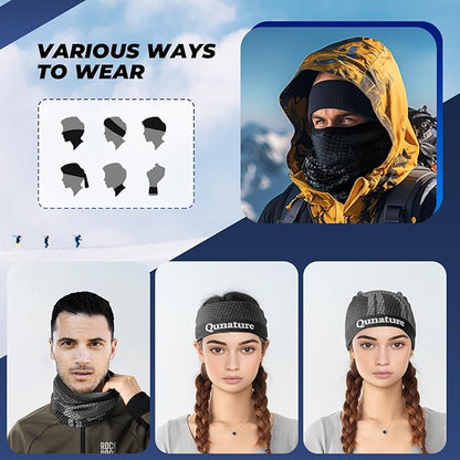 Qunature Multifunktionstuch Schlauchschal Winter Halstuch Winddichter Elastischer Atmungsaktiver Halswärmer Damen & Herren für Outdoor-Sport Skifahren Laufen Radfahren Wandern