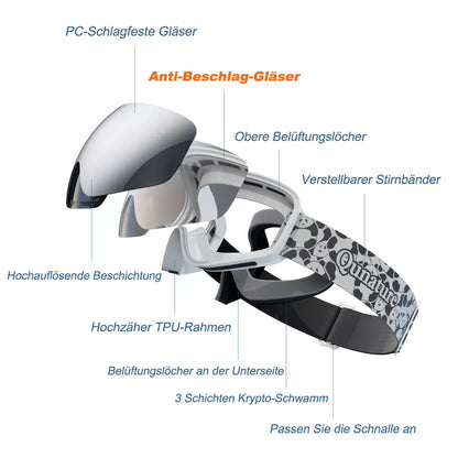 Qunature Skibrille Snowboardbrille für Brillenträger Kinder und Erwachsene Antibeschlag