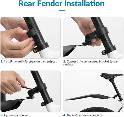 ROCKBROS Fahrrad Schutzblech Set Vorne + Hinten Fahrrad Schutzblech für 22-24 Zoll MTB