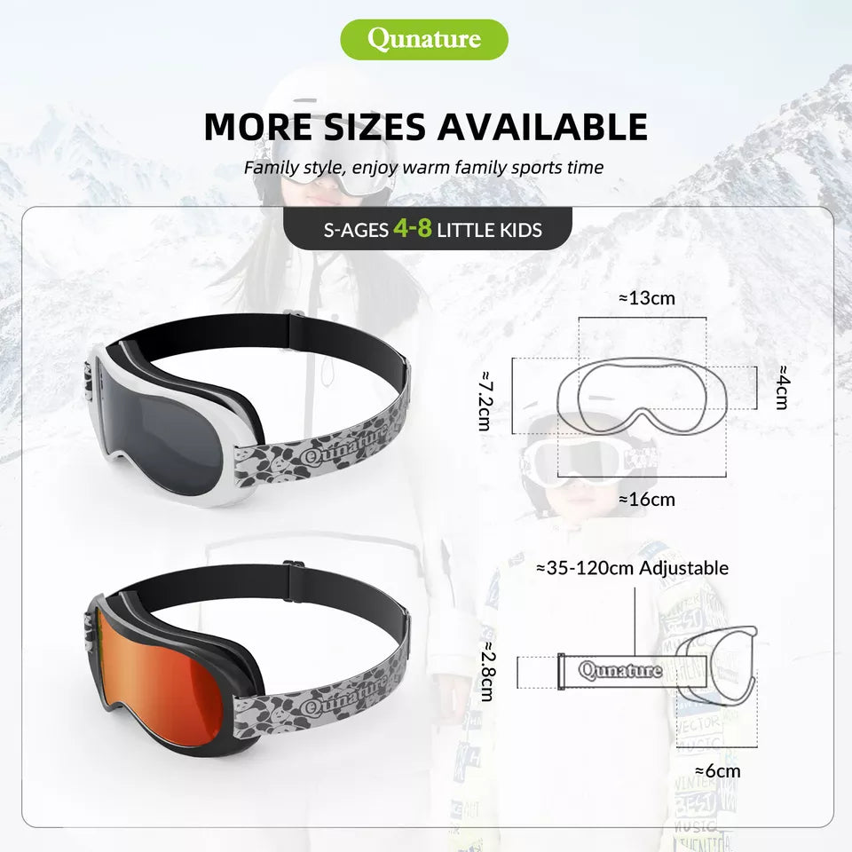Qunature Skibrille Snowboardbrille für Brillenträger Kinder und Erwachsene Antibeschlag