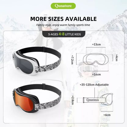 Qunature Skibrille Snowboardbrille für Brillenträger Kinder und Erwachsene Antibeschlag