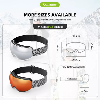 Qunature Skibrille Snowboardbrille für Brillenträger Kinder und Erwachsene Antibeschlag