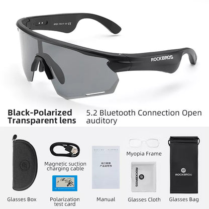 ROCKBROS Elektronische Bluetooth Brille Fahrrad Motorrad Auto Outdoor Laufen TAC