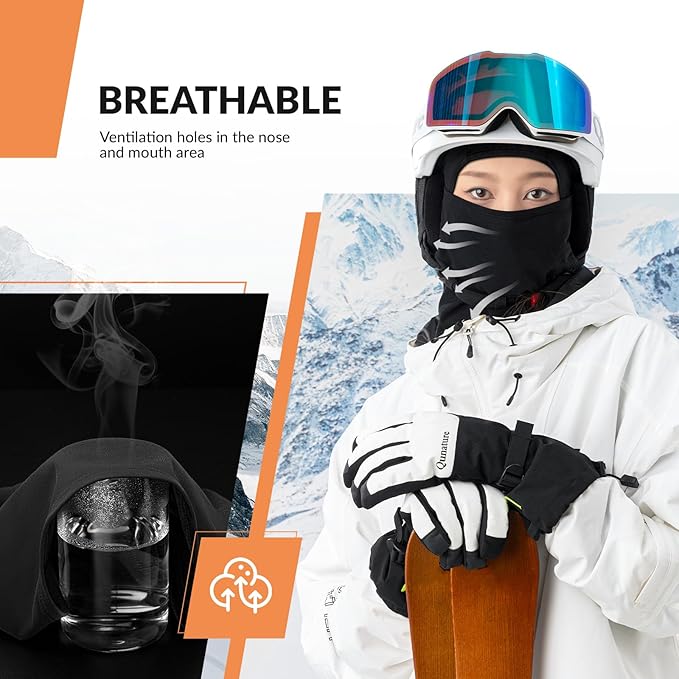 Qunature Sturmhaube Balaclava Winter Skimaske Winddichte Atmungsaktive Gesichtsmaske M/L für Outdoor-Sports Skifahren Radfahren Snowboarden Motorradfahren Damen/Herren