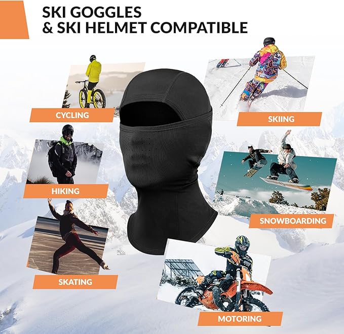 Qunature Sturmhaube Balaclava Winter Skimaske Winddichte Atmungsaktive Gesichtsmaske M/L für Outdoor-Sports Skifahren Radfahren Snowboarden Motorradfahren Damen/Herren