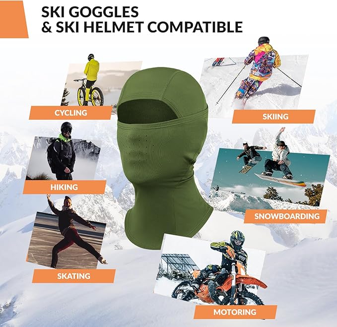 Qunature Sturmhaube Balaclava Winter Skimaske Winddichte Atmungsaktive Gesichtsmaske M/L für Outdoor-Sports Skifahren Radfahren Snowboarden Motorradfahren Damen/Herren
